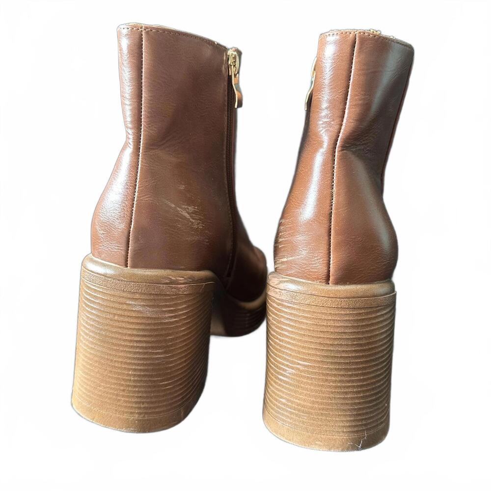 Tan Chunky Platform Square Toe Boots - image 4